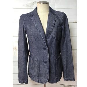 Vintage Jones New York Sport Denim Blazer Jacket Y2K 100% Cotton